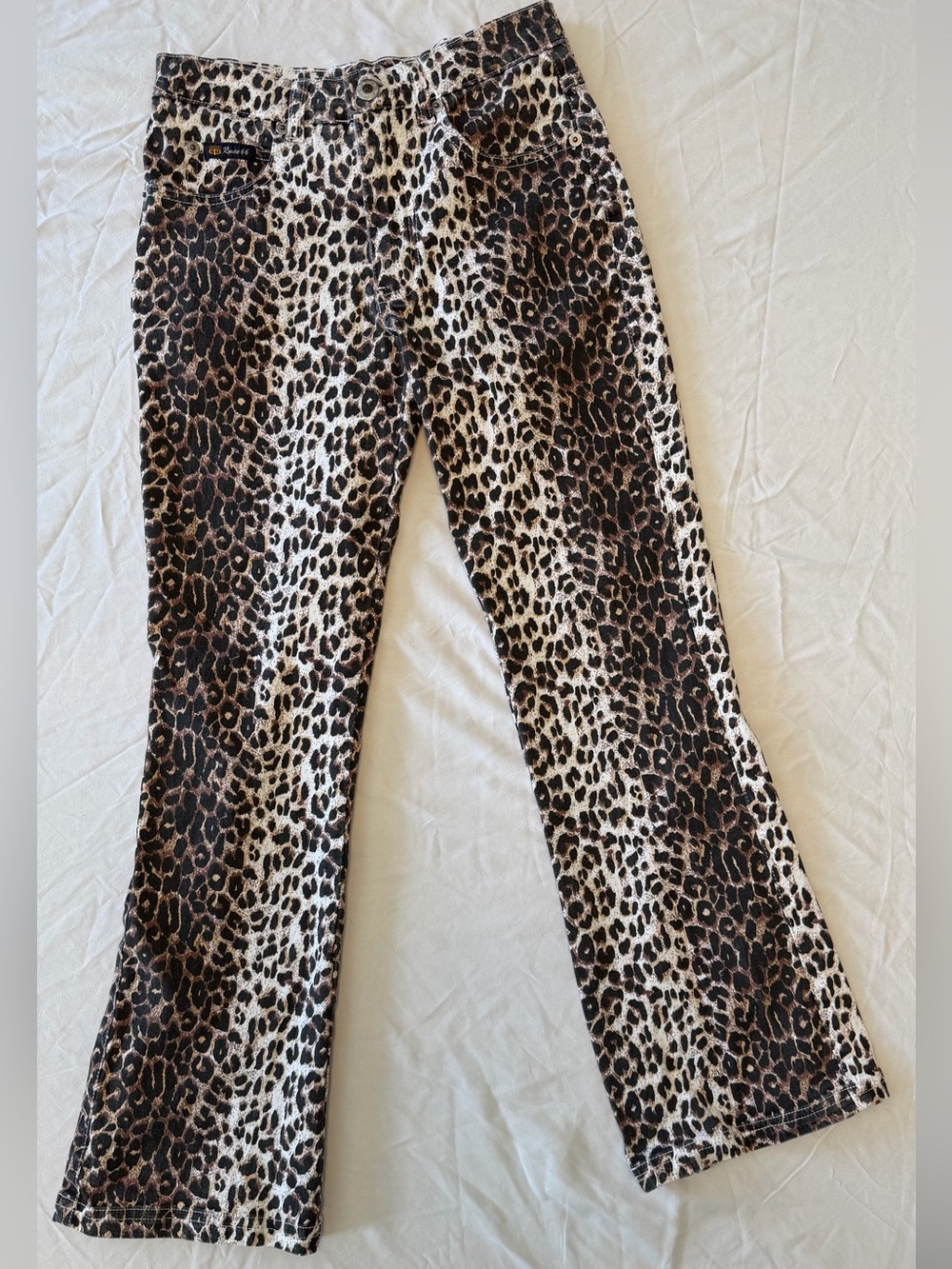 Route 66 Leopard Print Jeans in Brown, Black, Cream